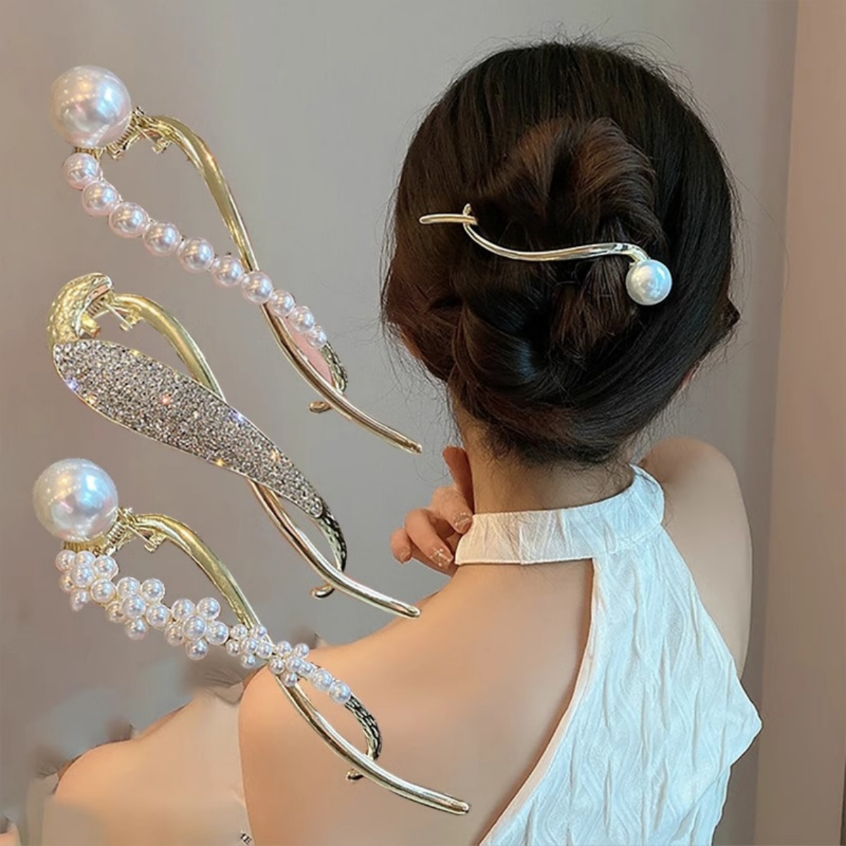 Elegant Glitter Pearl Hair Cli - Korean Daily Lifestyle review and price