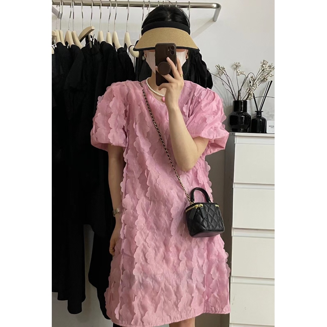 Floral Bubble Sleeve Dress Kor - Korean Daily Lifestyle review and price